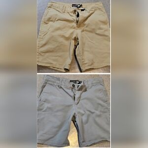 RSQ Tan and Gray Flat Front Shorts Versatile Casual Wear